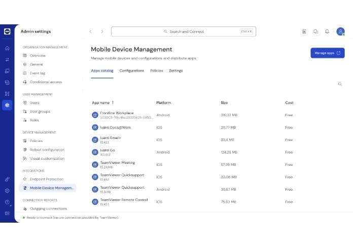 TeamViewer Apps catalog